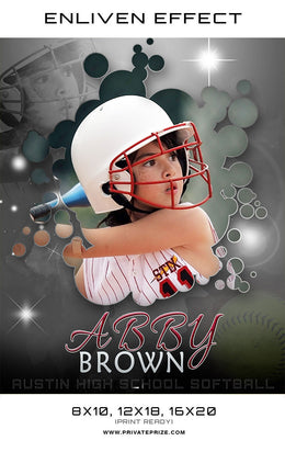 Abby Austin High School Softball Sports Template -  Enliven Effects - Photography Photoshop Templates